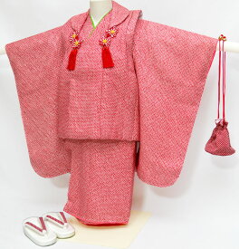 七五三 正絹 着物 3歳 女の子 正絹被布セット 手絞り 総本絞り 赤 2023年度 新作 着付けに必要な物は全て揃った着付け完璧フルセット 販売 購入
