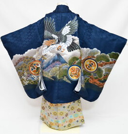 七五三 着物 男の子 袴 セット お祝い着 5歳羽織袴 フルセット 鷹に富士山 紺 販売 購入