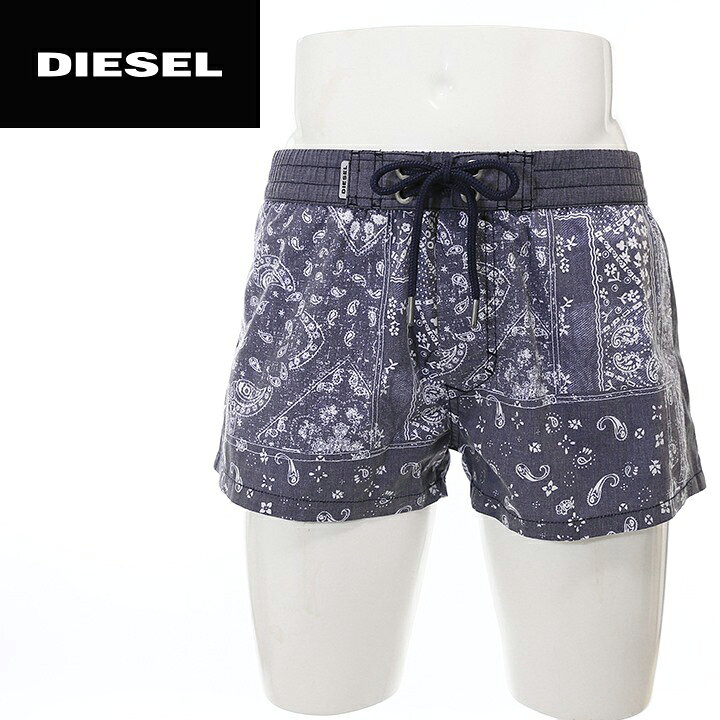 DIESEL ディーゼル メンズ総柄 ペイズリー柄 メンズ水着 男性水着 サーフトランクス サーフパンツ 海パン ビーチウェア スイムウェア【BMBX-SANDY-E】【サイズS・L】【ブルー系】die-m-c-94-014 《メーカー希望小売価格13,824円》 キイロヤ インポート DIESEL ディーゼル スイムウェア パンツ デニム柄 新品未使用タグつき
