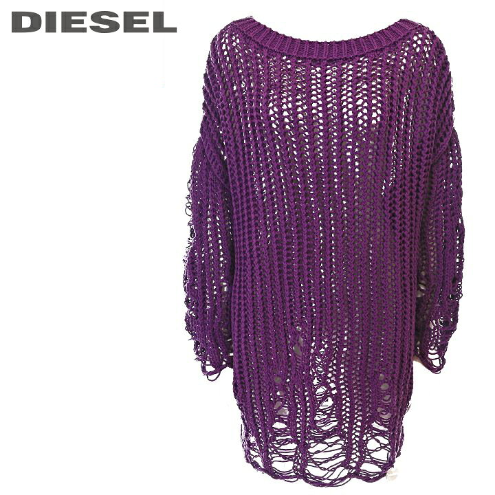 楽天市場 Diesel ディーゼル レディース ダメージ加工 長袖 膝上丈 透かし編み ニットワンピース M Hols サイズxxs L パープル Die L T B4 264 メーカー希望小売価格41 800円 キイロヤ インポート