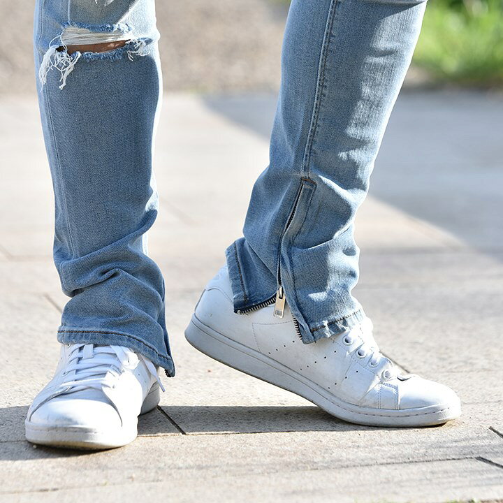 楽天市場 Diesel ディーゼル メンズ クラッシュダメージ加工 裾ジップ スリムキャロット ブーツカット ジーンズ デニム パンツ Deepzip W27 33 L30 ライトインディゴ Die M P B4 627 メーカー希望小売価格35 0円 キイロヤ インポート