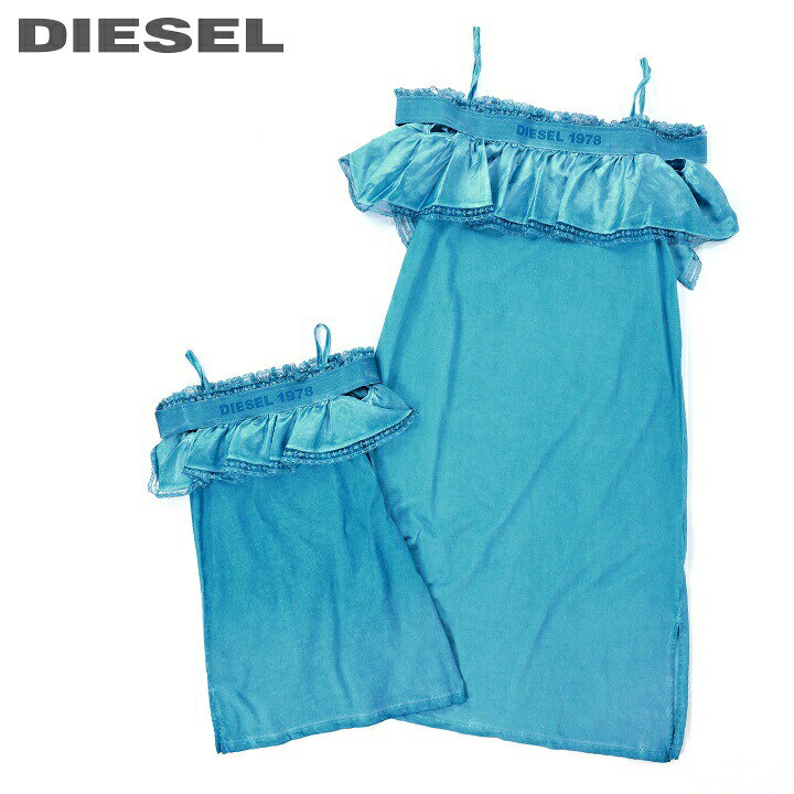 楽天市場 Diesel Kid ディーゼルキッズ ジュニア ガール ロゴゴム オフショルダー サテンフリル 子ども服 女の子 ノースリーブワンピース Diredy Size4 16 スカイブルー Dik L T B4 413 メーカー希望小売価格10 780円 キイロヤ インポート