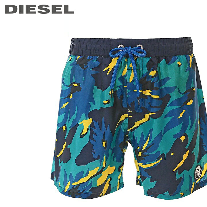 DIESEL ディーゼル メンズカモフラージュ柄 迷彩柄 メンズ水着 男性水着 サーフトランクス サーフパンツ 海パン ビーチウェア スイムウェア【BMBX-WAVE】【サイズS〜L】【ブルー】die-m-c-b4-312 《メーカー希望小売価格11,880円》 キイロヤ インポート ビーチウェア サーフパンツ カーキSサイズ