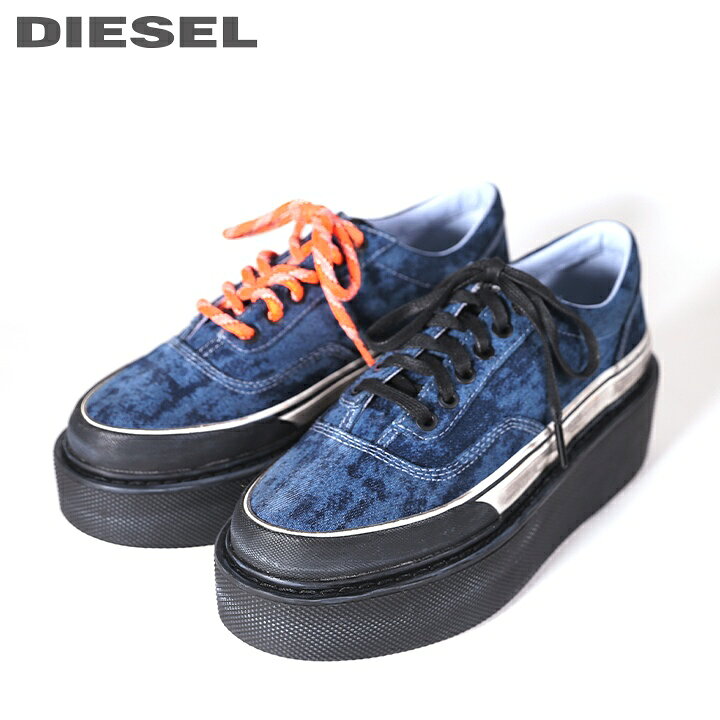 楽天市場 Diesel ディーゼル レディース ヴィンテージ汚し加工 厚底ラバーソール レースアップ デニムスニーカー 靴 H Scirocco Low 日本サイズ25 5 26 0 ミディアムインディゴ Die L K C4 211 メーカー希望小売価格24 0円 キイロヤ インポート