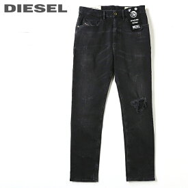 ■DIESEL ディーゼル メンズ■デストロイダメージ加工 ストレッチ テーパード ブラックデニム ジーンズ パンツ【D-EETAR】【W26〜30】【L30・32】【ブラック】die-m-p-c4-544 《メーカー希望小売価格31,900円》