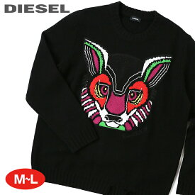 ■DIESEL ディーゼル メンズ■ダメージ加工 グラフィックニットパッチ 長袖 プルオーバー ニットセーター【K-CV-PATCH】【サイズM・L】【ブラック】die-m-t-c8-105 die-m-t-c8-403《メーカー希望小売価格42,900円》