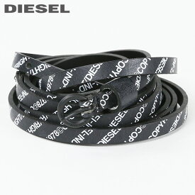 ★DIESEL ディーゼル レディース★牛革 本革 コピーライトプリント シングルピン 二重巻き レザーナローベルト【B-DUCOPY】【サイズ80～90】【ブラック】die-l-a-d4-757 《_メーカー希望小売価格8,580円》