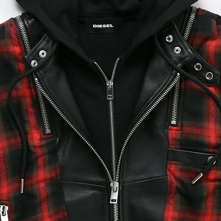 楽天市場】□DIESEL ディーゼル メンズ□羊革 本革 チェック柄 ダブル 