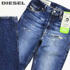 ■DIESEL ディーゼル メンズ■クラッシュダメージ加工 ストレッチ ストレート ジーンズ デニム パンツ【D-MACS】【W29】【L30・32】【ミディアムインディゴブルー】die-m-p-d7-003 《メーカー希望小売価格48,400円》