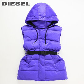 ★DIESEL ディーゼル レディース★ベルト付き フード リアルダウンベスト ノースリーブダウンジャケット【W-LALLA-SL】【サイズXXS(M相当)・XS(L相当)】【3〜4サイズ程大きめのサイズ感】【パープル】die-l-o-d8-031 《メーカー希望小売価格58,300円》