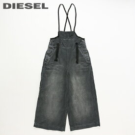 ★DIESEL ディーゼル レディース★ヴィンテージ汚し加工 ルーズフィット コーデュロイ オーバーオール サロペット【P-KIRITE】【W24・28】【ブラック】die-l-p-d8-054 《メーカー希望小売価格33,000円》