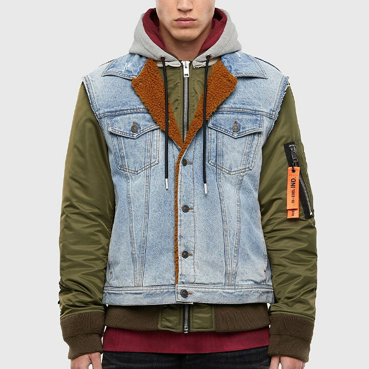 楽天市場】□DIESEL ディーゼル メンズ□レイヤード風 デニム地 切替 
