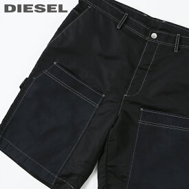 ■DIESEL ディーゼル メンズ■ナイロン 切替 コットン ハーフパンツ ショートパンツ【P-TRENT-SHORT】【W28〜32】【ブラック】die-m-p-d8-085 die-m-p-d8-717《メーカー希望小売価格22,000円》