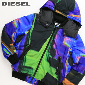 ■DIESEL ディーゼル メンズ■サイケデリックオーバープリント ジップアップ 中綿ジャケット【W-OM-AOP】【サイズXS・S】【パープル×グリーン系】die-m-o-d8-049 《メーカー希望小売価格52,800円》