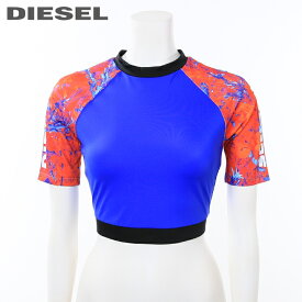 ★DIESEL ディーゼル レディース★SEA-DOOコラボ 切替 ラグランスリーブ スポーティブ クロップドトップ【BFB-CROPPYDOO】【サイズXS・S】【ブルー×オレンジ系】die-l-c-d8-719 《_メーカー希望小売価格11,880円》