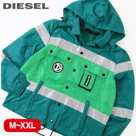 ■DIESEL ディーゼル メンズ■リフレクト素材切替 オーバーサイズ フーデッドジャケット【J-RODDY】【サイズM～XXL】【1サイズ程大きめのサイズ感】【グリーン】die-m-o-e4-020 die-m-o-e4-019《メーカー希望小売価格49,500円》