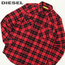 ■DIESEL ディーゼル メンズ レディース 男女兼用■サスティナブル グリーンレーベル チェック柄 コットン 長袖シャツ【S-EAST-LONG-CHK】【サイズXS・S】【レッド】die-m-t-e4-243 《メーカー希望小売価格25,300円》