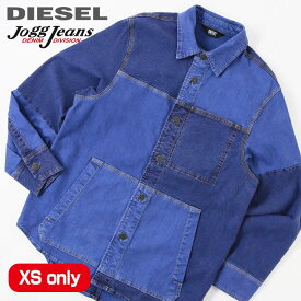 ■DIESEL ディーゼル メンズ■切替 ストレッチ スウェットデニム ジョグジーンズ 長袖シャツジャケット【D-CORUS-SP-NE】【サイズXS】【2サイズ程大きめのサイズ感】【ブルー系】die-m-t-e4-608 《メーカー希望小売価格52,800円》