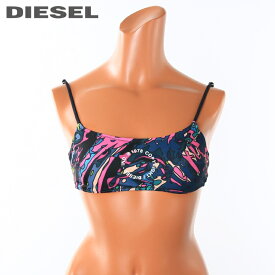 ★DIESEL ディーゼル レディース★オーバープリント ビーチウエア スイムウエア レディース水着 バンドゥビキニ ビキニトップ 単品【BFB-HELLEN】【サイズXS・S】【ブラックベース】die-l-c-e4-971 《_メーカー希望小売価格10,780円》