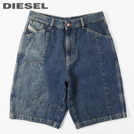 ■DIESEL ディーゼル メンズ■ヴィンテージウォッシュ加工 ビッグレザーパッチ ジーンズ デニム ショートパンツ ハーフパンツ【D-FRANS-SP】【W28・30】【ミディアムインディゴ】die-m-p-e4-133 《メーカー希望小売価格25,300円》