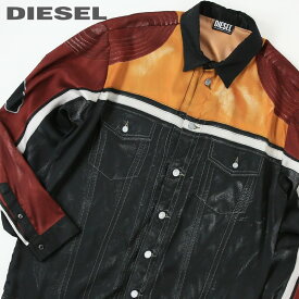 【売り尽くし】■DIESEL ディーゼル メンズ■レザージャケット柄デジタルプリント 長袖サテンドレスシャツ【S-GILLIAM】【サイズS・L】【ブラック】die-m-t-f1-204 《メーカー希望小売価格88,000円》