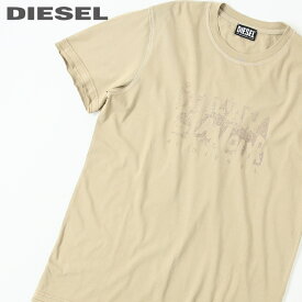 【売り尽くし】■DIESEL ディーゼル メンズ■カットオフ 切りっぱなし加工 プリント コットン 半袖Tシャツ カットソー【T-DIEGOR-D3】【サイズS～XL】【ベージュ】die-m-t-f1-239 《メーカー希望小売価格19,800円》