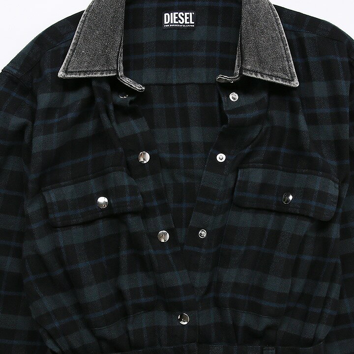 楽天市場】☆DIESEL ディーゼル レディース☆チェック柄 襟デニム切替  