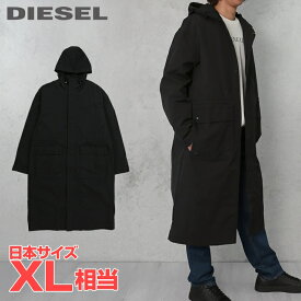 ■DIESEL ディーゼル メンズ■オーバルDバックロゴ 薄手 ナイロン フーデッドロングコート【J-LUI-A】【サイズL】【1サイズ程大きめのサイズ感】【ブラック】die-m-o-f4-04w 《メーカー希望小売価格63,800円》【o7l8ga】【2n0s6o】