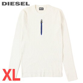 ■DIESEL ディーゼル メンズ■オーバルDジッププル ジップディティール 長袖リブニットセーター【K-MINNEAPOLIS】【サイズXL】【オフホワイト】die-m-t-f4-22r 《メーカー希望小売価格46,200円》【o7l8ga】