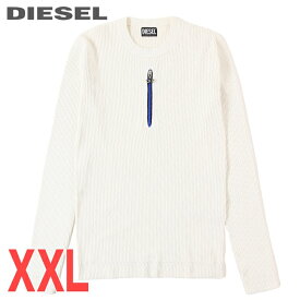 ■DIESEL ディーゼル メンズ■オーバルDジッププル ジップディティール 長袖リブニットセーター【K-MINNEAPOLIS】【サイズXXL】【オフホワイト】die-m-t-f4-22t 《メーカー希望小売価格46,200円》【o7l8ga】
