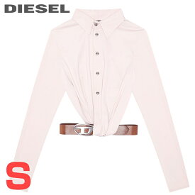 ★DIESEL ディーゼル レディース★レザーベルト付き スリムフィット 長袖シャツ ブラウス【C-ELMY】【サイズS】【ピンク系】die-l-t-f4-65k 《メーカー希望小売価格70,400円》