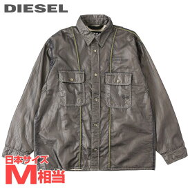 ■DIESEL ディーゼル メンズ■シースルーオーガンジー ダブルシェル 長袖シャツ【S-U24】【サイズS】【1サイズ程大きめのサイズ感】【カーキグレー系】die-m-t-f4-315 《メーカー希望小売価格50,600円》【srt35kr】【o7l8ga】