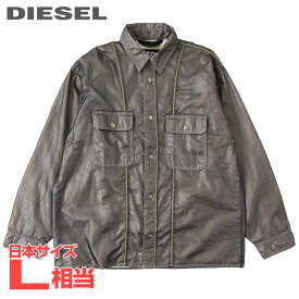 ■DIESEL ディーゼル メンズ■シースルーオーガンジー ダブルシェル 長袖シャツ【S-U24】【サイズM】【1サイズ程大きめのサイズ感】【カーキグレー系】die-m-t-f4-316 《メーカー希望小売価格50,600円》【srt35kr】【o7l8ga】