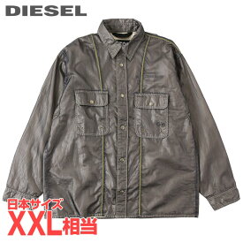 ■DIESEL ディーゼル メンズ■シースルーオーガンジー ダブルシェル 長袖シャツ【S-U24】【サイズXL】【1サイズ程大きめのサイズ感】【カーキグレー系】die-m-t-f4-318 《メーカー希望小売価格50,600円》【srt35kr】【o7l8ga】