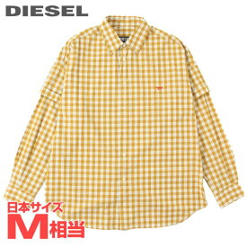 ■DIESEL ディーゼル メンズ■チェック柄 ダブルスリーブ オーバーサイズ 長袖コットンシャツ【S-DOUBLER】【サイズXS】【2サイズ程大きめのサイズ感】【マスタードイエロー】die-m-t-f4-340 《メーカー希望小売価格30,800円》【srt35kr】【u8v9rf】