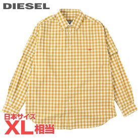 ■DIESEL ディーゼル メンズ■チェック柄 ダブルスリーブ オーバーサイズ 長袖コットンシャツ【S-DOUBLER】【サイズM】【2サイズ程大きめのサイズ感】【マスタードイエロー】die-m-t-f4-342 《メーカー希望小売価格30,800円》【srt35kr】【u8v9rf】