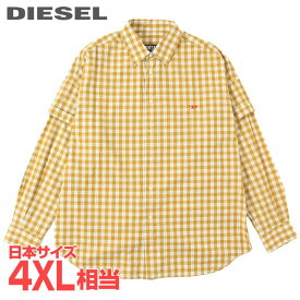 ■DIESEL ディーゼル メンズ■チェック柄 ダブルスリーブ オーバーサイズ 長袖コットンシャツ【S-DOUBLER】【サイズXXL】【2サイズ程大きめのサイズ感】【マスタードイエロー】die-m-t-f4-345 《メーカー希望小売価格30,800円》【srt35kr】【u8v9rf】