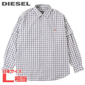 ■DIESEL ディーゼル メンズ■チェック柄 ダブルスリーブ オーバーサイズ 長袖コットンシャツ【S-DOUBLER】【サイズS】【2サイズ程大きめのサイズ感】【グレー】die-m-t-f4-347 《メーカー希望小売価格30,800円》【srt35kr】【u8v9rf】