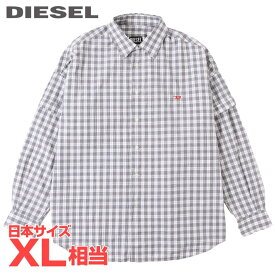 ■DIESEL ディーゼル メンズ■チェック柄 ダブルスリーブ オーバーサイズ 長袖コットンシャツ【S-DOUBLER】【サイズM】【2サイズ程大きめのサイズ感】【グレー】die-m-t-f4-348 《メーカー希望小売価格30,800円》【srt35kr】【u8v9rf】