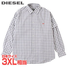 ■DIESEL ディーゼル メンズ■チェック柄 ダブルスリーブ オーバーサイズ 長袖コットンシャツ【S-DOUBLER】【サイズXL】【2サイズ程大きめのサイズ感】【グレー】die-m-t-f4-34a 《メーカー希望小売価格30,800円》【srt35kr】【u8v9rf】
