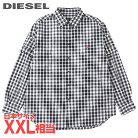 ■DIESEL ディーゼル メンズ■チェック柄 ダブルスリーブ オーバーサイズ 長袖コットンシャツ【S-DOUBLER】【サイズL】【2サイズ程大きめのサイズ感】【ブラック】die-m-t-f4-34h 《メーカー希望小売価格30,800円》【srt35kr】【u8v9rf】