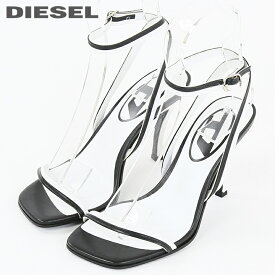 ★DIESEL ディーゼル レディース★本革 オーバルDロゴ アンクルストラップ ピンヒール レザーハイヒールサンダル 靴【SA-ALHENA】【日本サイズ22.5〜25.5】【ホワイト×ブラック】die-l-k-f4-k60 《メーカー希望小売価格39,600円》【o7l8ga】