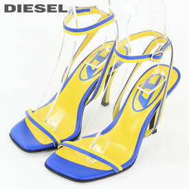 ★DIESEL ディーゼル レディース★本革 オーバルDロゴ アンクルストラップ ピンヒール レザーハイヒールサンダル 靴【SA-ALHENA】【日本サイズ22.5〜25.5】【イエロー×ブルー】die-l-k-f4-k6a 《メーカー希望小売価格39,600円》【o7l8ga】