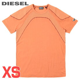 ■DIESEL ディーゼル メンズ■ワンポイントオーバルD刺繍ロゴ リブ切替 半袖Tシャツ カットソー【T-RIBY】【サイズXS】【オレンジ系】die-m-t-f4-407 《メーカー希望小売価格17,600円》