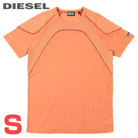 ■DIESEL ディーゼル メンズ■ワンポイントオーバルD刺繍ロゴ リブ切替 半袖Tシャツ カットソー【T-RIBY】【サイズS】【オレンジ系】die-m-t-f4-408 《メーカー希望小売価格17,600円》