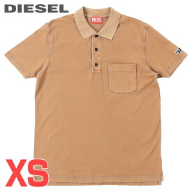 ■DIESEL ディーゼル メンズ■ヴィンテージウォッシュ加工 ワンポイントオーバルDロゴ 鹿の子 半袖ポロシャツ【T-POLO-WORKY-DOV-PE】【サイズXS】【ブラウンベージュ】die-m-t-f4-253 《メーカー希望小売価格23,100円》