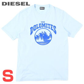 ■DIESEL ディーゼル メンズ■プリント ピグメント加工 半袖Tシャツ カットソー【T-JUST-C16】【サイズS】【ライトブルー】die-m-t-f4-4k9 《メーカー希望小売価格15,400円》