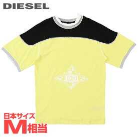 ■DIESEL ディーゼル メンズ■クラック加工ロゴプリント コットン 半袖Tシャツ カットソー【T-OLLAR】【サイズS】【1サイズ程大きめのサイズ感】【イエロー】die-m-t-f4-4v7 《メーカー希望小売価格23,100円》