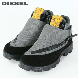 ■DIESEL ディーゼル メンズ■牛革 本革 メッシュカバー レザーアンクルブーツ 靴【D-HAMMER-MB】【日本サイズ25.5〜28.5】【ブラック×グレー】die-m-k-f8-02a 《_メーカー希望小売価格56,100円》