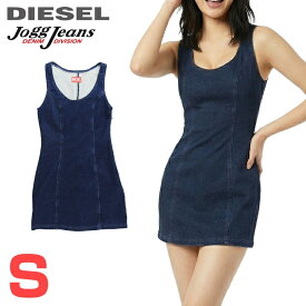 ★DIESEL ディーゼル レディース★ワンポイントロゴ スウェットデニム ジョグジーンズ ノースリーブミニワンピース【D-VENUS-NE】【サイズS】【ダークインディゴブルー】die-l-t-f8-6h2 《メーカー希望小売価格37,400円》